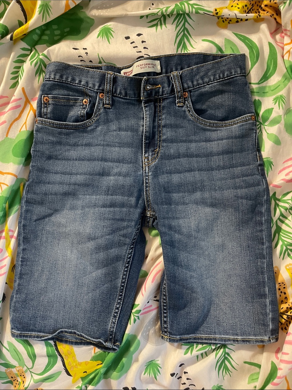 Levi's Medium Blue Stretch Denim Bermuda Shorts